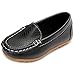 LONSOEN Toddler/Little Kid Boys Girls Soft Synthetic Leather Loafer Slip-On Boat-Dress Shoes/Sneakers,Black,SHF103 CN29