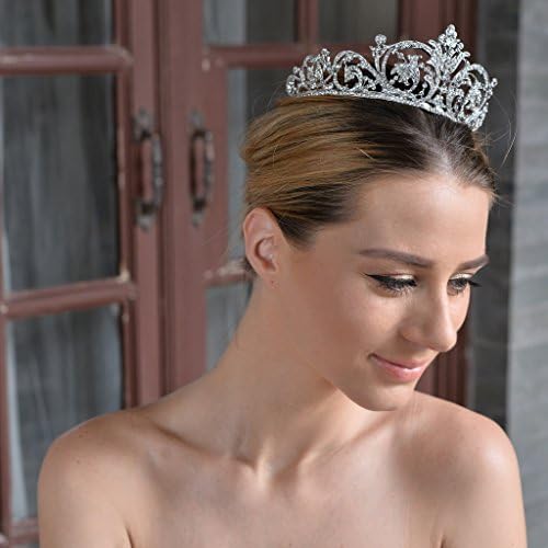 EVER FAITH Wedding Hair Accessories for Bride White Crystal Bridal Art Deco Flower Headband Tiara for Woman