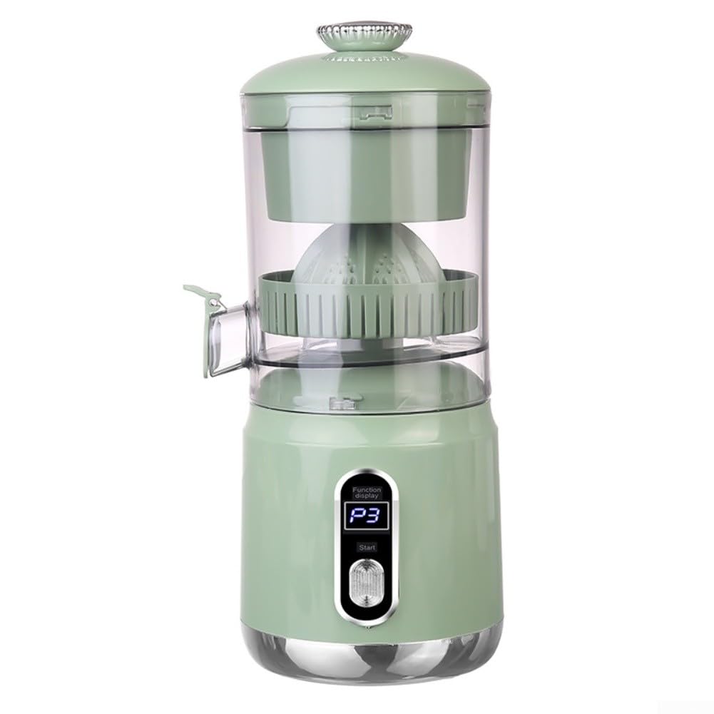 Exprimidor eléctrico de cítricos con operación de un solo toque y pantalla LCD, extracción eficiente de hasta 12.000 RPM para limones, naranjas y más, componentes extraíbles para limpieza (verde)
