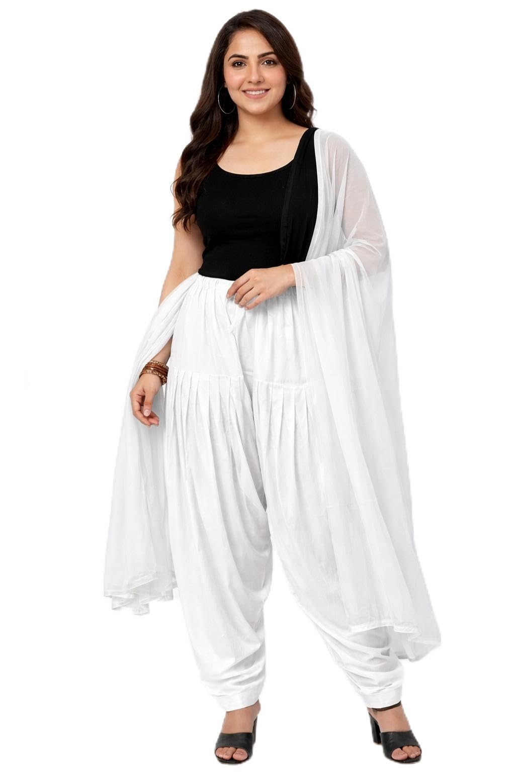 white tulips Woman's Cotton Patiala with Dupatta|| Patiala Salwar with Dupatta||Patiala pant|| Patiala with dupatta set|| free size-picture-28