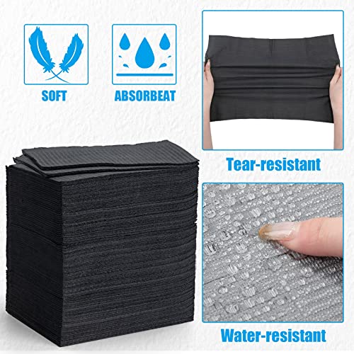 Rtteri 500 Pcs Black Dental Bibs 13'' X 18" Disposable Bibs 3 Ply Waterproof Tattoo Bibs Patient Paper Napkins Soft And Fluid Resistant Nail Paper Towels For Dental Clinic #TOP3