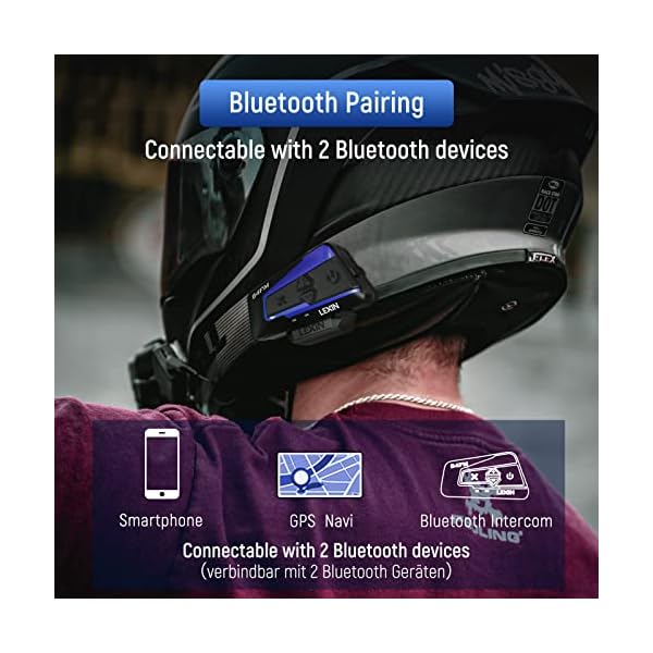 LEXIN 2X B4FM Intercomunicador Casco Moto Bluetooth, Moto 1-10 Motoristas de 2000m - Imagen 3