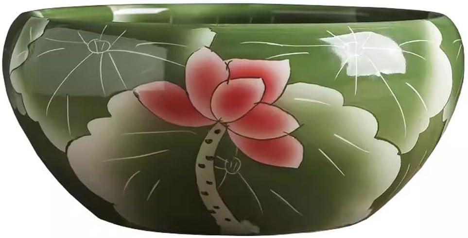 Aquarium Ceramic Fish Tank Handmade Flower Pot Desktop Fish Tank Turtle Tank Suitable for Living Room, Office and Study Room, Etc. Fish Tank Decorations (Color : A, Size : Small)