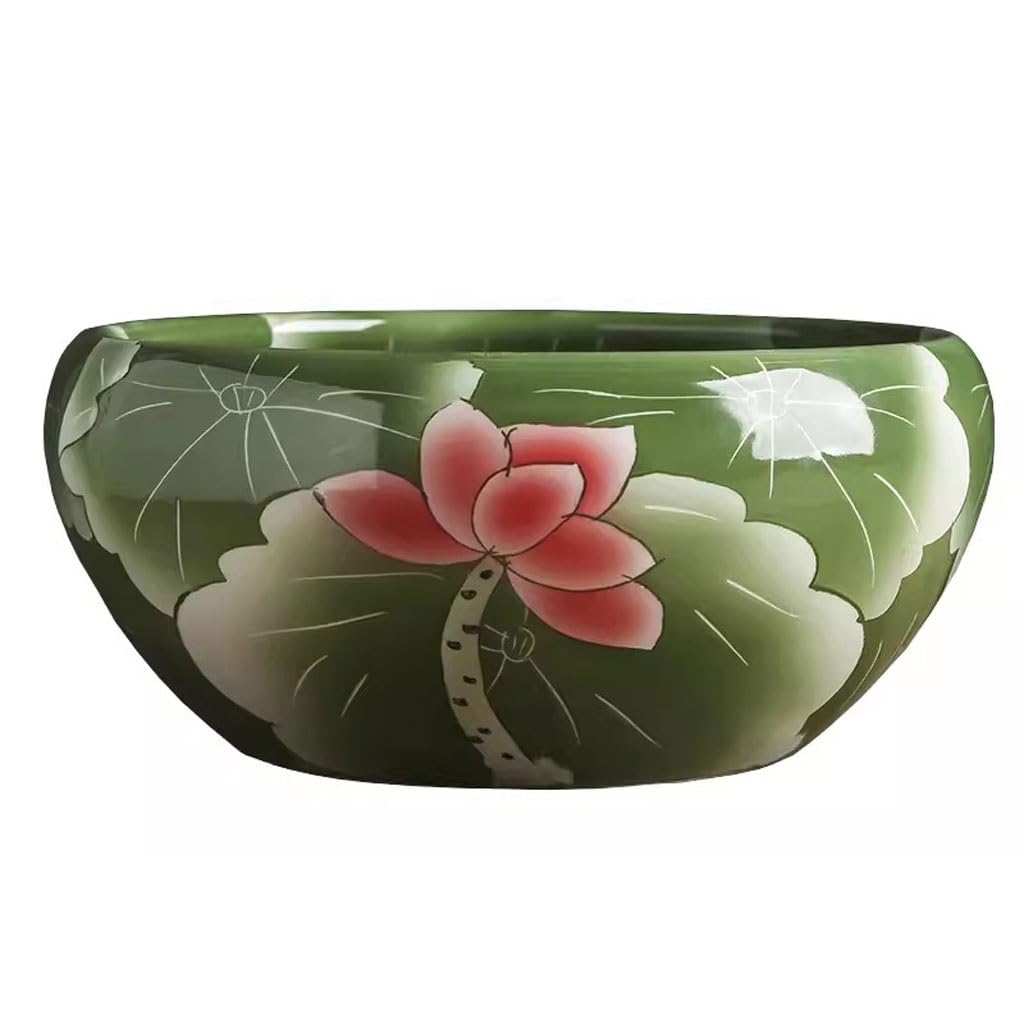 Small Fish Tank Ceramic Fish Tank Handmade Flower Pot Desktop Fish Tank Turtle Tank Suitable for Living Room, Office and Study Room, Etc. Fish Tank Kit(B,Small)