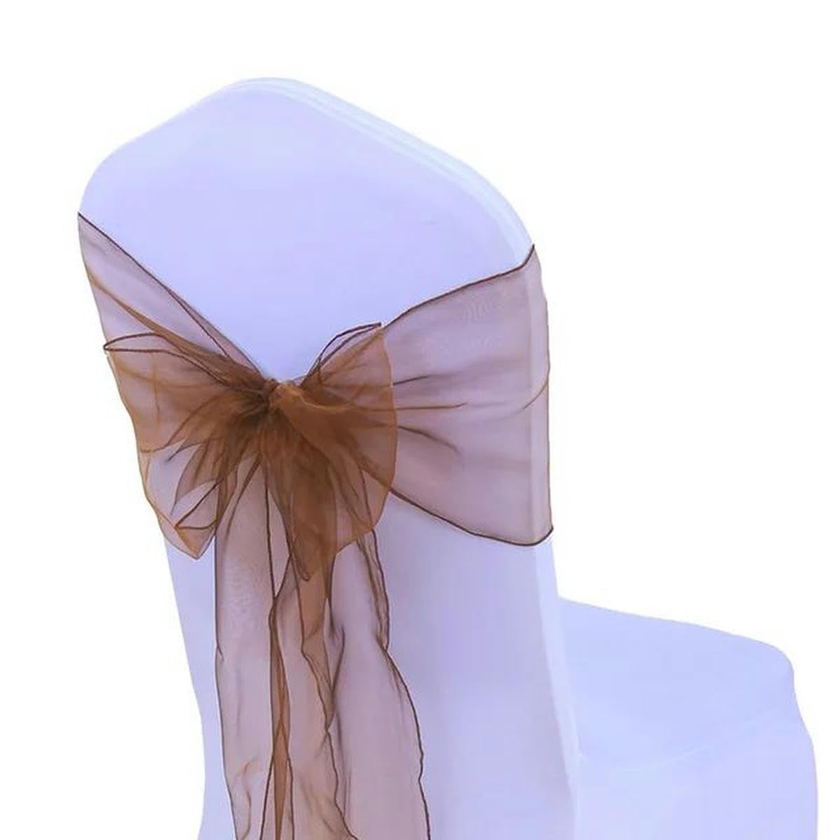Nastri a Fiocco per sedie, 25PC Telai for sedie Matrimonio Organza for Arco(Coffee)