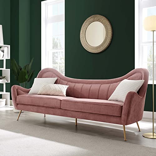 Modway EEI-5874-DUS Cheshire Channel Tufted Performance Velvet Sofa, Dusty Rose
