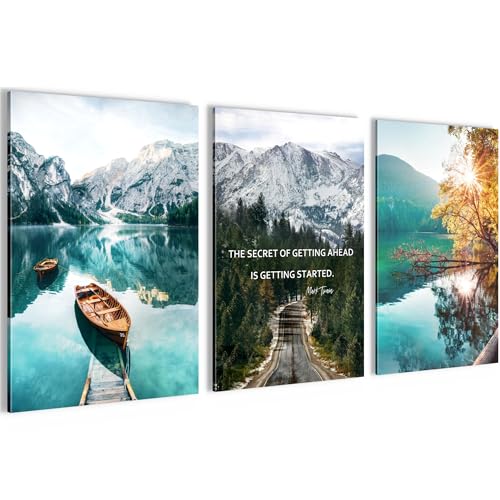 Novart Tableaux Decoration murale Nature Montagnes Lac Paysage - PAS DE CADRE NÉCESSAIRE - Salon Chambre Couloir XXL - N028336a