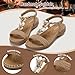 Littleplum Women Sandals Arch Support Handmade Bohemian Braided Flat Sandals Comfort Walking Beach Ankle Elastic Summer Shoes Fashion Apricot Size 10