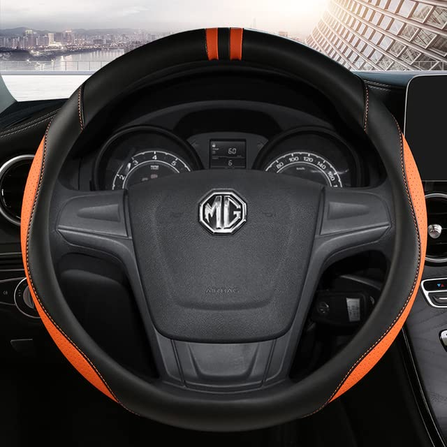 For Car - For MGs HS ZS EV MG3 3SW MG5 MG6 MG7 ZR EHS EZS GT Car Steering Wheel Cover Microfiber Leather Non-slip Auto Accessories (ORAGE O SHAPE)