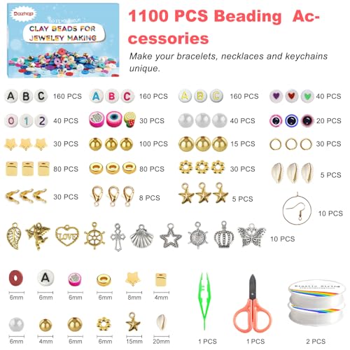 Dazhqp 20000 Clay Beads Bracelet Making Kit, 96 Colours 5 Boxes Flat Polymer Heishi Beads Set for Friendship Jewellery Necklace Earring Making Kit, with Charm Crafts Gifts for Teen Girls Kids Adults - Image 2