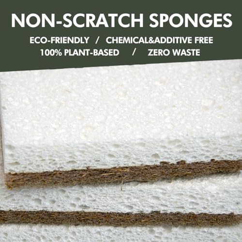 Image of CELOX Coconut Fiber Biodegradable Sponges, Eco-Friendly Dual-Sided Sponge for Dishwashing, 12 Pack
