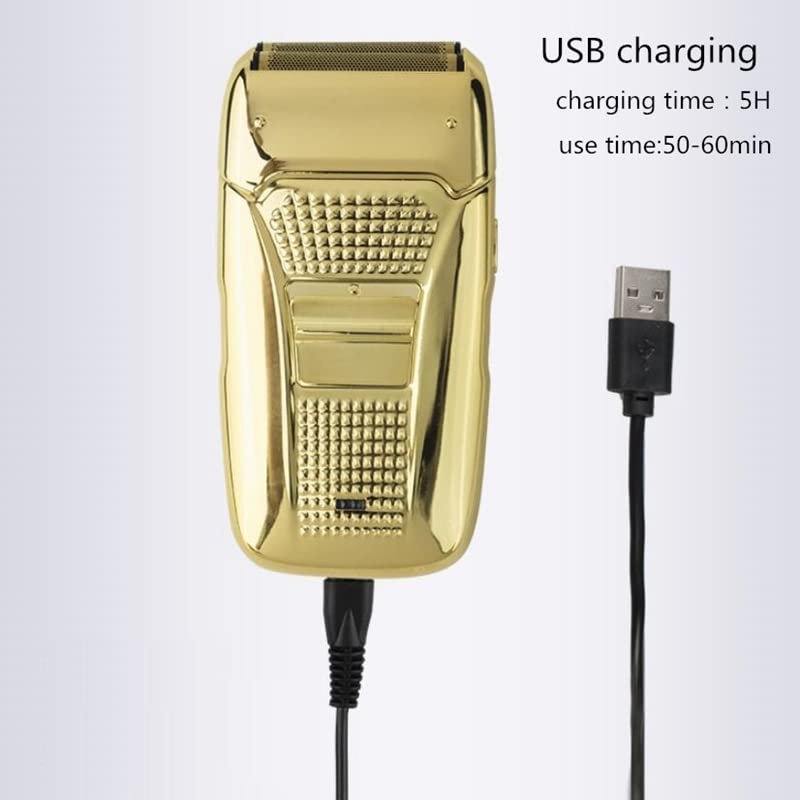 Men's Shaver, Electric Shaver Hair Cleaning Razor Beard Foil Shaving Machine Finishing Tool For Men (Color : Gold)