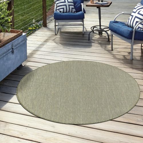 Keen Home Design Waterproof Indoor Outdoor Rug 5 ft Round, Patio Deck Porch