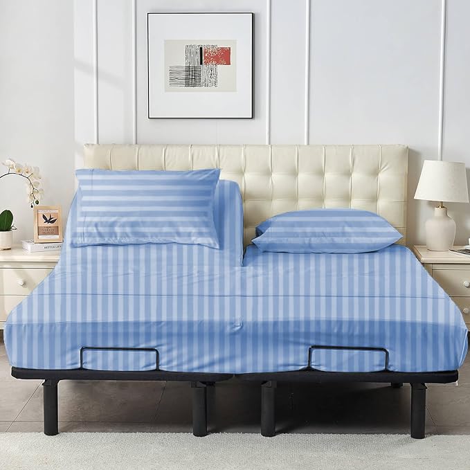 Top Split Queen Size Sheet Set for Split-Head Adjustable Bed 34 Split at Top 4Pcs 800 Thread Count