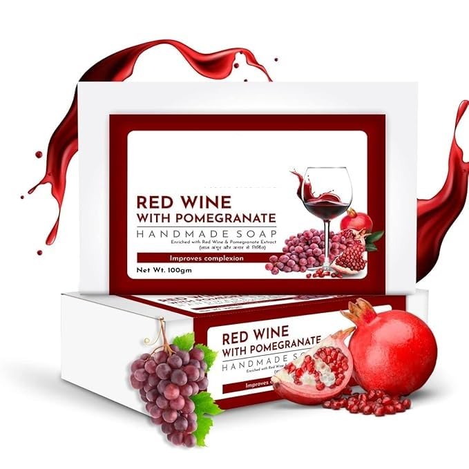 Handmade Red Wine Daily Bathing Bar | For Men & Women||Skin Whitening & Moisturizing| Glowing Skin and boosts collagen I Prevents Acne I 100gm | (pack of 3)
