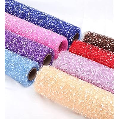 19.7inch x 4Yard Flowers Gift Wrapping Paper, Net Yarn Snow Dot Yarn Mesh Florist Bouquet Packaging for DIY Party Wedding Festival, 1Roll (Beige)