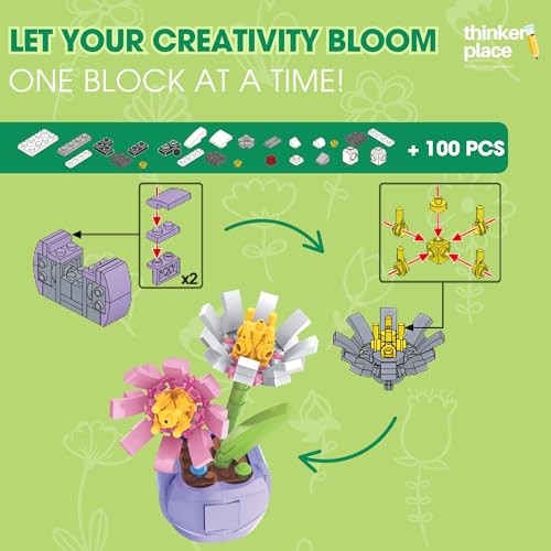 Image of 8-in-1 Flowers Galsang Flower (100 Pieces) | Learn About Plant Kingdom | Building Block Set for Kids Age 6+ | STEM Educational Toy | Build, Collect & Create Flower Pen Stand