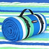 HX&OD Extra Large Picnic Blanket Outdoor 80”x80” Waterproof Picnic Mat Foldable 3-Layer Camping Blanket Portable with Carry Strap Park Blanket for Grass(Blue)