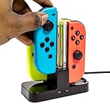 Orzly Nintendo Switch Joy Con Charging Dock, Pro Controller Charging Station, Charge Stand Becomes Charger for Upto 4 JoyCons or Nintendo Switch Pro Controller, USB Power, Type C Cable Included