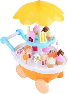 1 conjunto infantil simulação de doces sorvete carrinho mini empurrador carro brinquedo doces sorvete supermercado música brinquedo de faz de conta (amarelo)