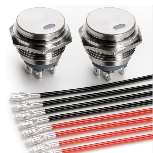 Gebildet Interruptor Basculante Redondo Impermeable de acero inoxidable 12-24 V/15 A 22 mm LED azul iluminado ON Off Interruptor de Palanca iluminado de 4 pines para vehículos Marinos RV camiones