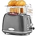 Produktbild ProfiCook® Toaster im stilvollen Vintage-Design | Toaster 2 Scheiben mit Wide-Slot (extra breite Toastschlitze) und massivem Metallgehäuse | Retro Toaster mit Brötchenaufsatz | PC TA 1193 anthrazit