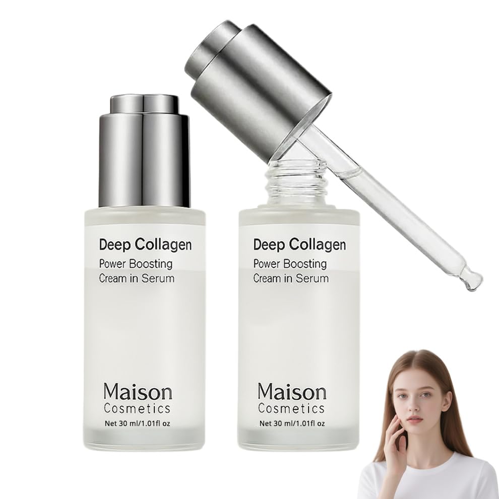 Maison Deep Collagen Serum Korea, Maison Cosmetic Deep Collagen, Anti-Aging Serum, Glättung Feiner Linien & Falten, Feuchtigkeit & Straffende Hautpflege, Skincare Serum für Alle Hauttypen (2 Flasche)