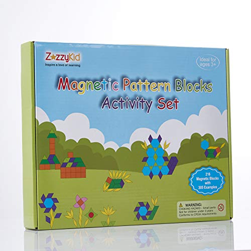 Zazzykid ZK010 Kids Magnetic Pattern Blocks Set: 216 Pcs Geometric Shape Puzzles Tangram thumb #6