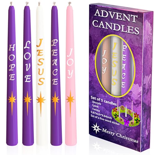 Kenburg Advent Candles Set of 5 Christmas Taper Candles 8