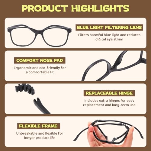 Image of BiBiBear Bluelight Kids Glasses Unbreakable Glasses | TR90 Frame for New Year Gifts, 360 Flexible, Lightweight & Safe Eyeglasses for Kids Age 2-15