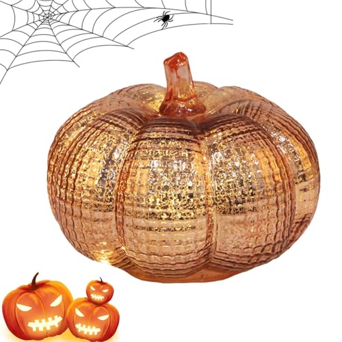 LEDパンプキンライト - 室内用タイマー付きランプ,LED電池式ガラスパンプキン装飾 - 秋の卓上装飾感謝祭ハロウィン用