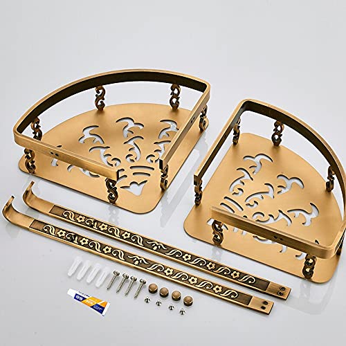 Estantes De Baño para Ducha De Esquina, Estantes De Baño Sin Clavos, Estante De Esquina De Ducha De Metal Antiguo De 2 Capas, Estante De Almacenamiento De Champú para Montaje En Pared (Abs)