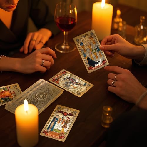 KIINO 78 Gold foil Tarot Cards with Guide Book Tarot Deck for Beginners and Professional Player with Box Tarot PVC Durable Waterproof Wrinkle Resistant by KIINO - Image 7
