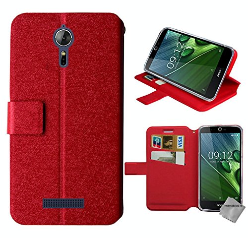 htdmobiles Housse Etui Coque Pochette Portefeuille pour Acer Liquid Zest Plus Z628 + Verre trempe - Rouge