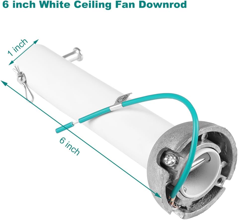 6 inch White Ceiling Fan Downrod with Hanger Ball Assembly,1-inch OD,Non-Threaded Universal Downrod for Ceiling Fan With Hanger Pin Suitable for Multi-Brand Compatibility