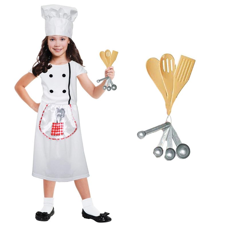 Kids Chef Book Day Costume Roleplay Girls Set Uniform Occupation Fancy Dress Outfit (3-6 Years)
