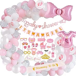 Baby Shower Decorations Girls, Baby Shower Decorations, It's A Girl Baby Shower Banner, Baby Shower Photo Props, Pink Baby Girl Balloons, Mummy To Be Sash for Girl Baby Shower Decorations