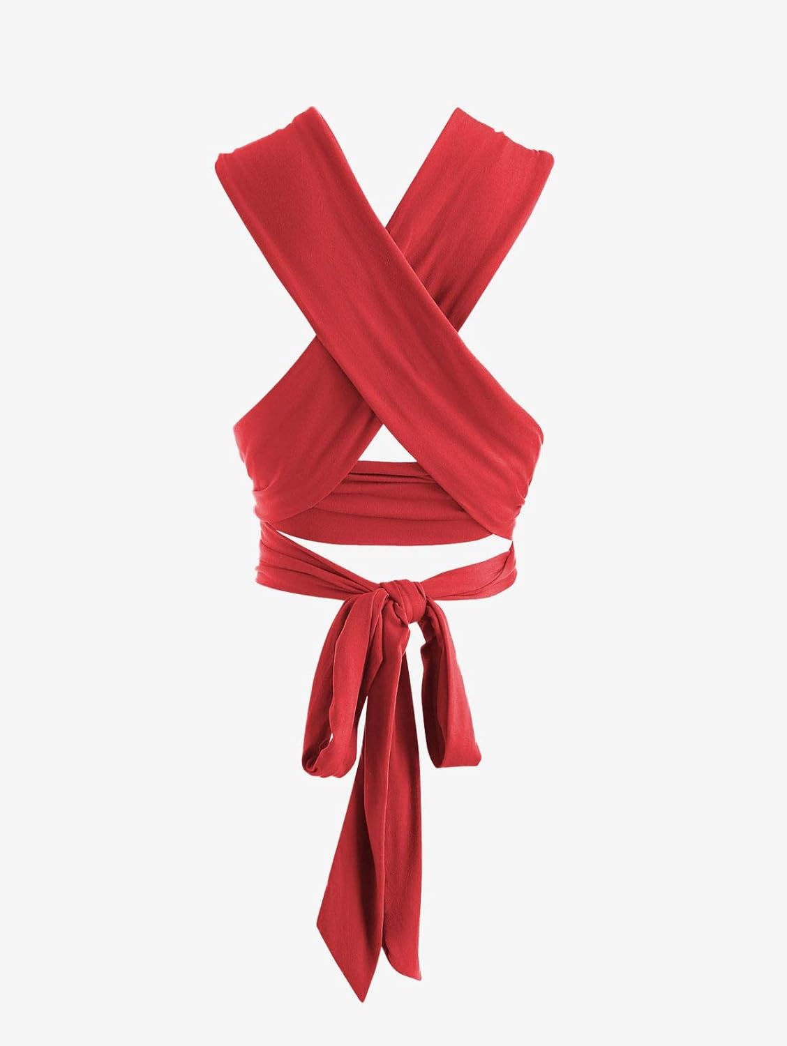 ZAFUL Womens Ribbed Halter Crop Top Ruched Lace-up Cropped Cami Bandana Top Criss Cross Wrap Print Tank Top - Image 5