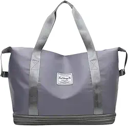 Bolsa Mala de viagem academia dobrável de grande capacidade portátil leve impermeável tecido Oxford bolsa esportiva À Prova D'Agua Multiuso de separação seca e molhada (CINZA)