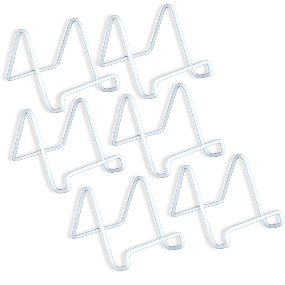 BANBERRY DESIGNS White Wire Easels - Plate Stands - Display Holder - White Metal - 3 Inch - Pack of 6