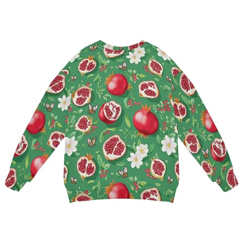 JUNZAN Funny Pomegranate Fruit Green Kids Girls Hooded Sweatshirt Crewneck Sweatshirts for Boys Party 4T2