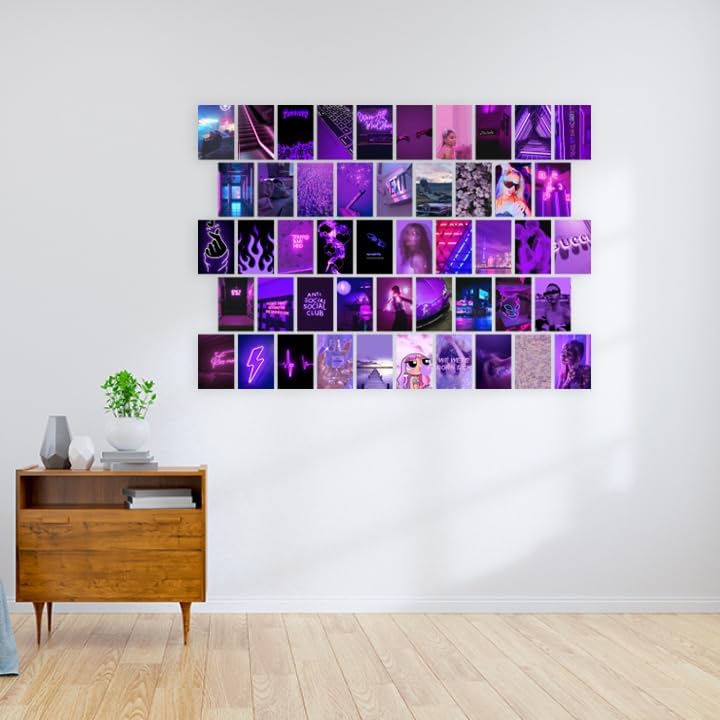 Image of SG Pack of 54 Purple Wall Collage Kit Posters - 4 x 6 Inches Posters for Wall Decoration - Wall Art For Bedroom, Office, Living room, Dorm room