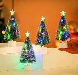 Mini Árvore de Natal 17cm com LED Pisca Colorido - Enfeite, Decoração, Mesa e Festas