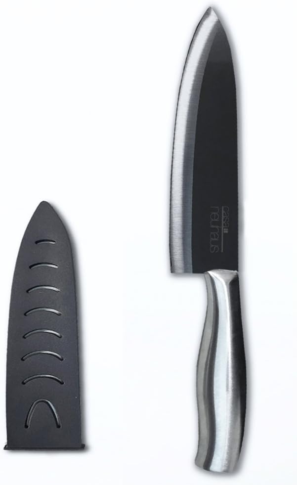 Black Series Ceramic Knife - 7 inch Chef's Knife - Black Ceramic Blade & Stainless Steel Handle - Includes Knife Sheath and Black Series Gift Box