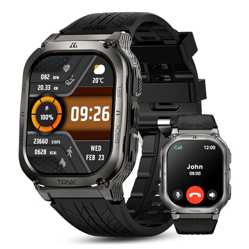 KOSPET Reloj Inteligente Hombre, Batería de Larga Duración, 5ATM Impermeable, Resistente Cuerpo Todo Metal Smartwatch Hombre, Contestar/Llamadas, 1.96" AMOLED HD Display para Android& iOS M3