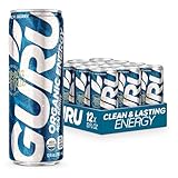 GURU Yerba Mate Organic Energy Drinks, Clean Energy Drink with Plant Based Natural Caffeine from Green Tea, Low Calorie, Gluten Free and Vegan, Healthy Drinks, Acai Berry, 12oz (Pack of 12)
