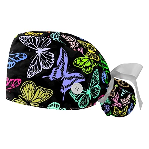 Casquettes de travail JDEZ papillons vintage ajustables 2PCS