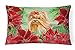 Caroline's Treasures CK1333PW1216 Yorkshire Terrier Poinsettas - Cuscino decorativo in tela, 12 x 16 W, multicolore