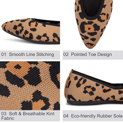 Image of Frank Mully Womens Pointed Toe Flats Knit Dress Shoes Comfort Women Shoes Softable