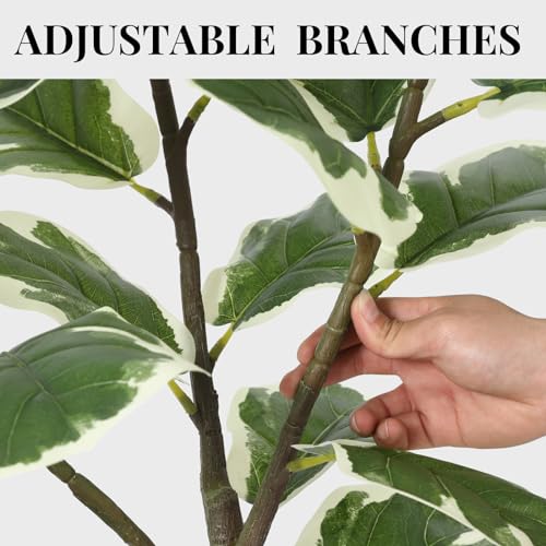 GarveeHome Artificial Fiddle Leaf Fig Tree, 51 Inch Faux Ficus Lyrata Plant with 46 Fiddle Leaves, Fake Floor Plant in Pot for Indoor Outdoor Living Room House Office Garden Decor